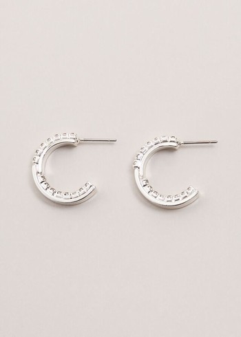 Phase Eight Crystal Hoops Jewellery Silver Australia | PC4537296